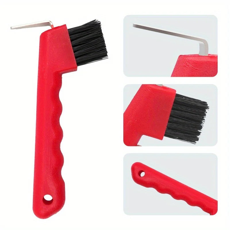 2 Pcs Horse Hoof Pick with Brush Non-Slip Handle Horse Hoof Cleaner Tool Equestrian Grooming Supplies 3 Colors Available