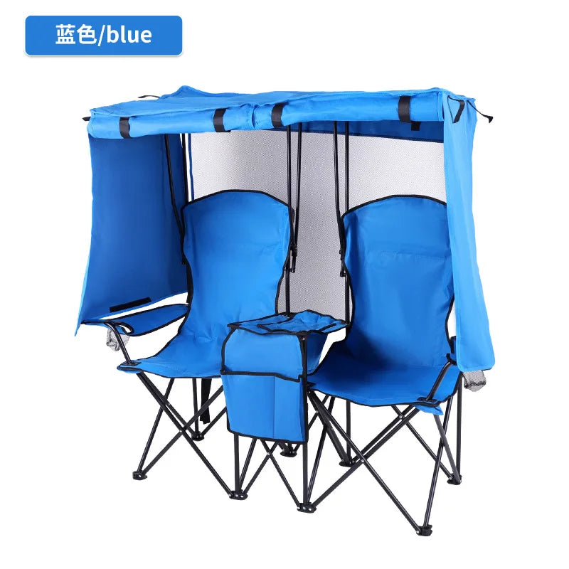 Factory direct sales outdoor leisure beach chair sunshade ice pack double  portable camping chair folding  wholesale
