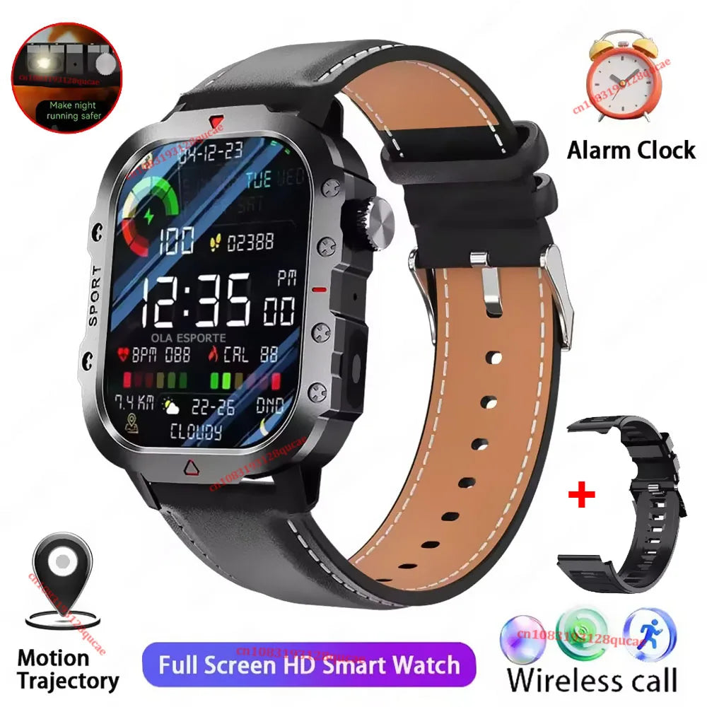 2026 New Military Smart Watch Men IP67 3ATM Outdoor Sports Fitness Tracker Blood Pressure Health Monitor BT Calls GPS Smartwatch
