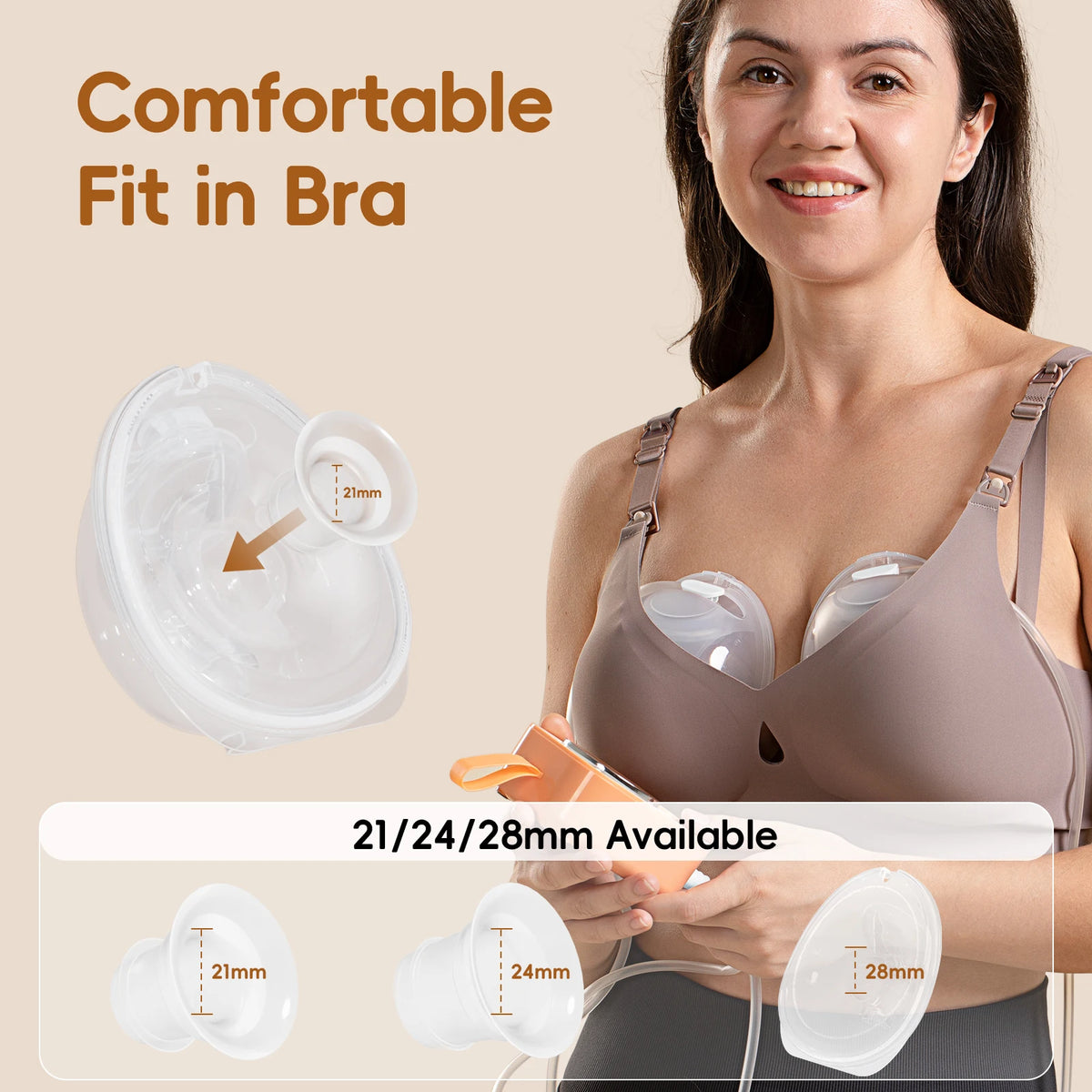 NCVI Hands Free Wearable Breast Pump, Combined with Strong Motor and Wearable Cups, 4 Modes 9 Levels, 21/24/28mm, Low Noise