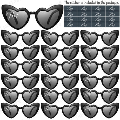 12-120 Pcs Wedding Heart Sunglasses Mr/Ms Bride Glasses Wedding Gift for Guest Bridesmaid Heart Glasses Just Married Party Favor