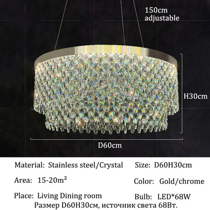 Luxury Crystal Chandelier Light Ceiling Hanging Lamps Home Decoration Dining Room Chandeliers Lights Lighting for Living Room