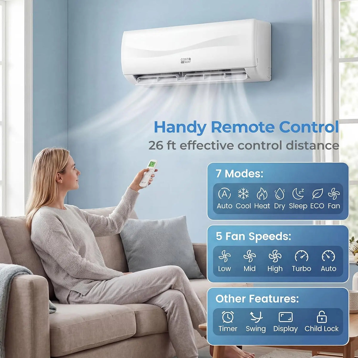 12000 BTU Mini Split Air Conditioner & Heater | 20 SEER2 115V/230V Inverter Wall-Mounted AC Unit w/Heat Pump & Full, Custom
