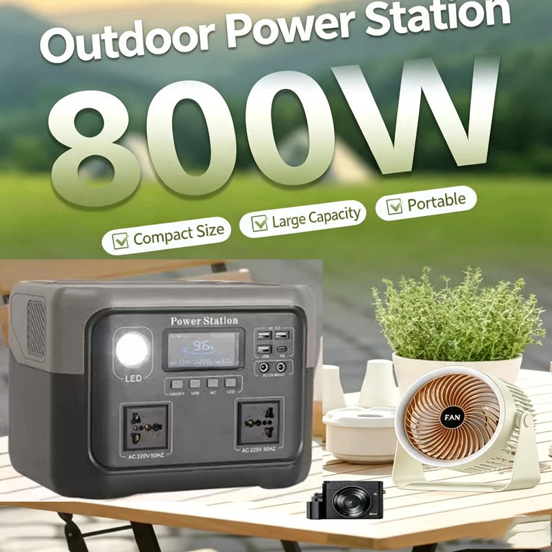 New 800W Portable Power Station 600W/800W 589WH Solar Generator Backup Power Bank for Outdoor Camping, Home Emergency, RV Travel
