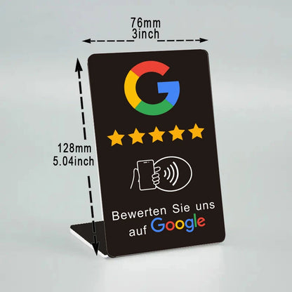 German Review Us On Google Tap Card NFC Ready To Be Activated Instantly Boost Business Reviews Google Review Tap NFC Card Tag
