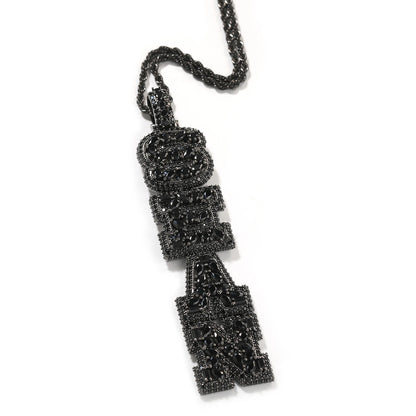 THE BLING KING Custom Vertical Initial Letter Pendant Mixed Inlay Different Shape Cubic Zircon NamePlate Necklace Hiphop Jewelry
