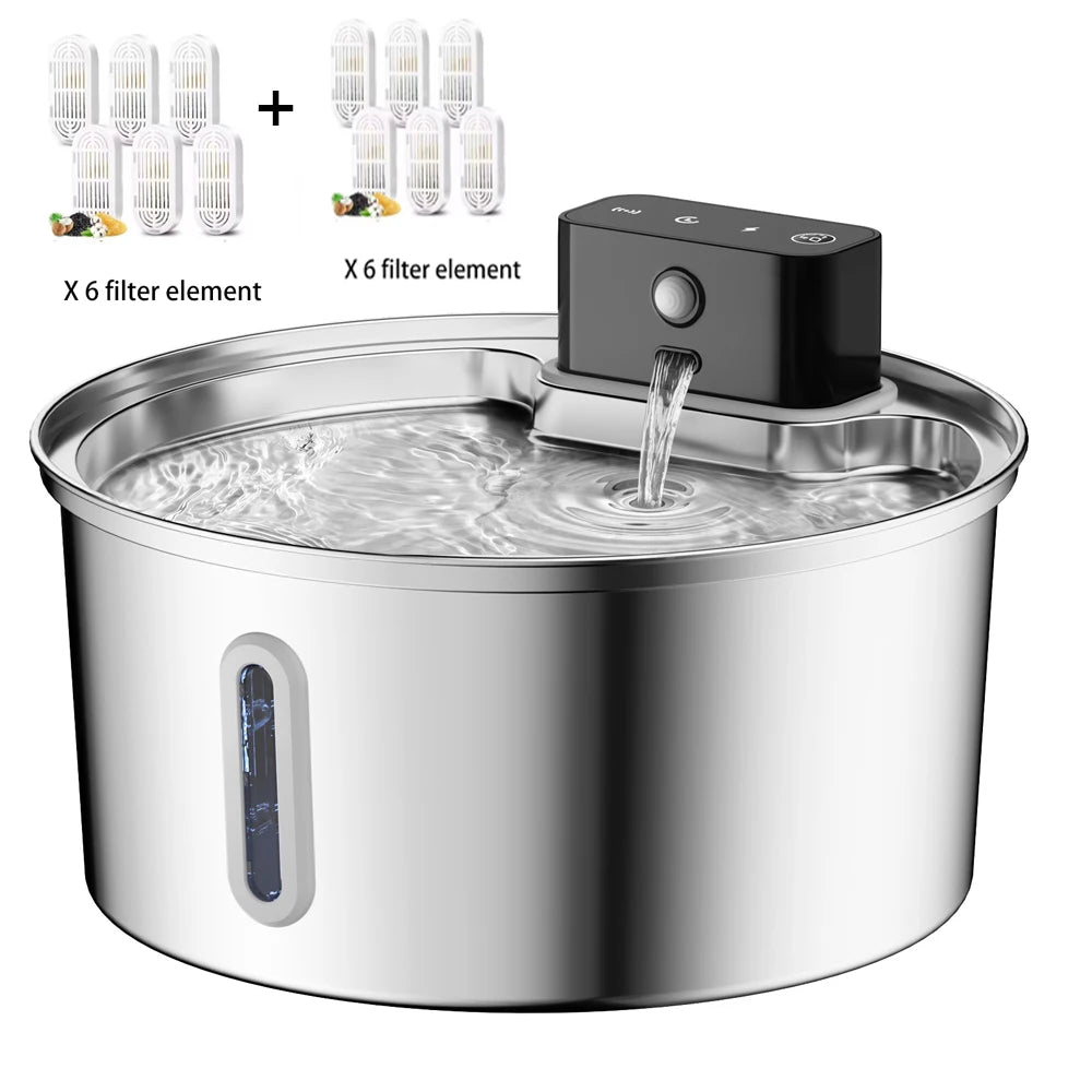3L 5V USB Stainless Steel Wireless Recharging Sensor Auto Cat Water Drinking Fountain For Cats Dog Drinker Pet Dispenser Bowl