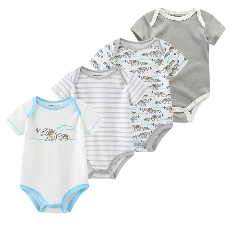 4pieces Newborn Baby Boy Clothes Cartoon Cotton Romper Summer Short