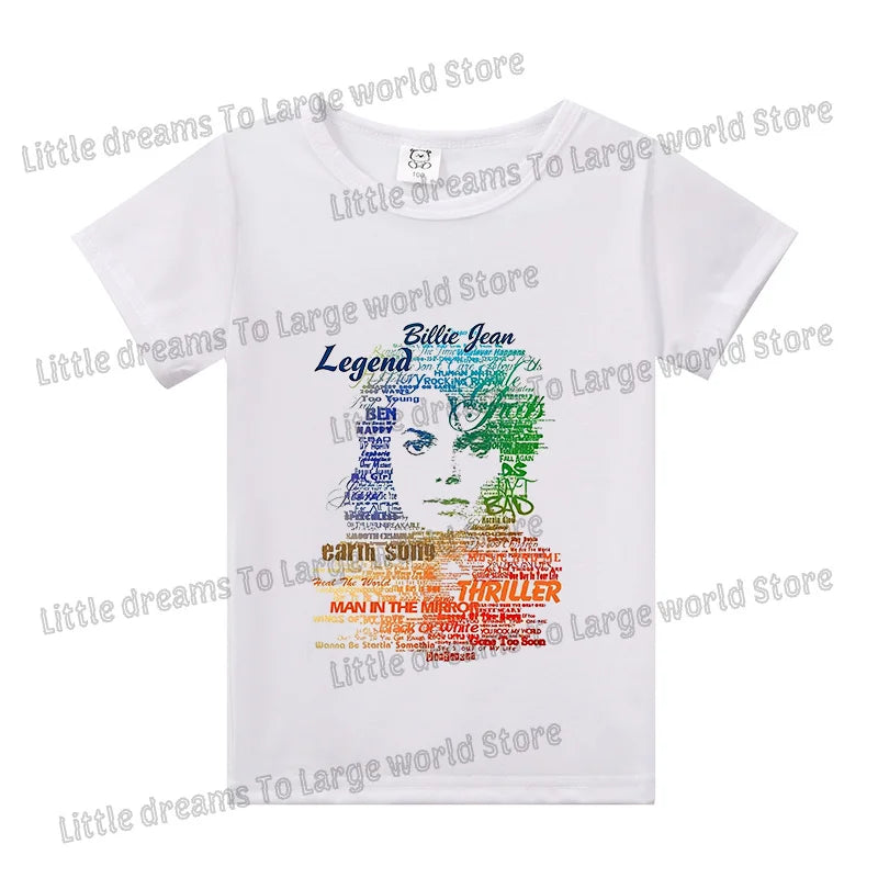 Michael Jackson T-shirt Children Clothing Singer Printed Cotton Tops Boy Girl MJ Summer Tee Shirts Casual Clothes Birthday Gift
