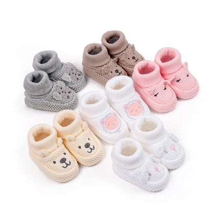 0-12months Infant Knitted Baby Booties with Ears Soft Comfortable Winter Shoes  for girls boys