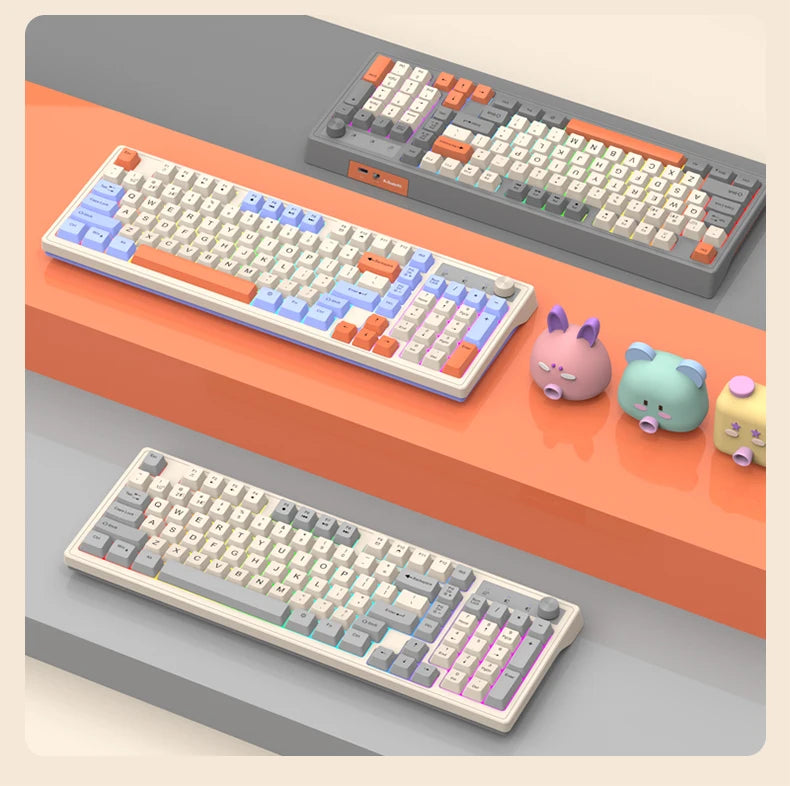 Dual-Mode Wireless Keyboard and Mouse Set 2.4G Dual Bluetooth Keyboard RGB Gaming Keyboard Mouse Kit Mechanical Feel Keyboard