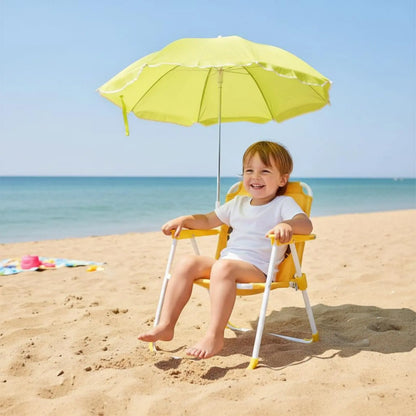 Children's Portable Chair with Sun Shade Foldable Kids Beach Chair with Umbrella Lightweight Sturdy Metal Frame for Patio