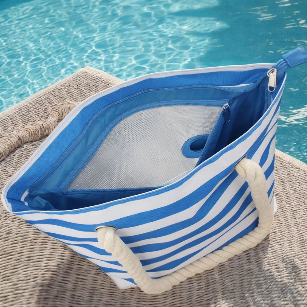Portable Beach Wine Tote Bag with Hidden Dispenser Insulated Large Cooler Bag with Bladder