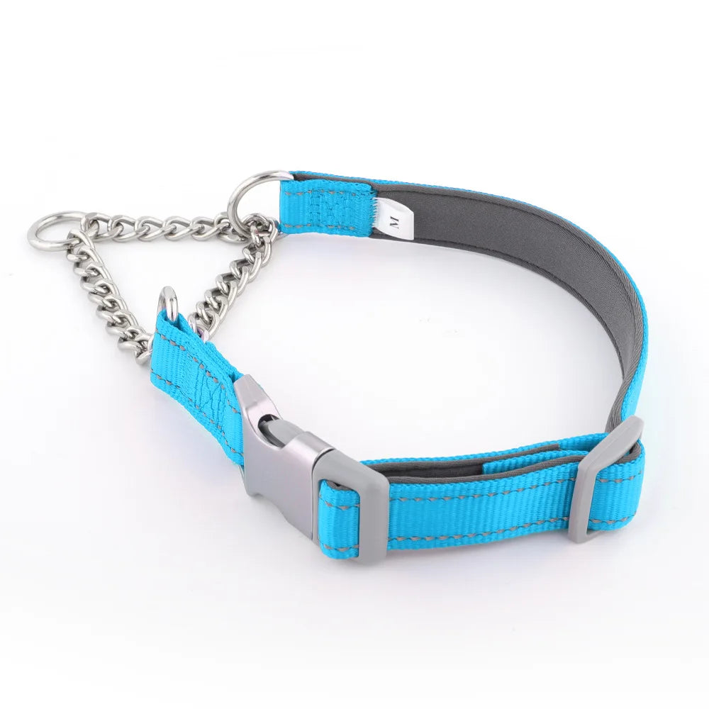 Dogs Collar Dog Choker Adjustable Dog Chain Reflective Nylon Fabric Pet Collars for Small Medium Large Dogs