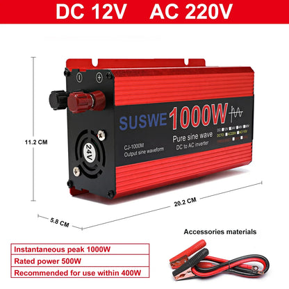 3000W Pure Sine Wave Inverter 12v 24v~ 220V 110V 2000W 1000W Converter Power Supply DC AC VoltageAdapter Module Transmission