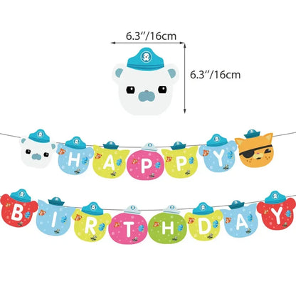 The Octonautsed Party Decoration Bear Cat Penguin Latex Ballons Captain Sea Animal Foil Balloons Happy Birthday Banner Kids Toy