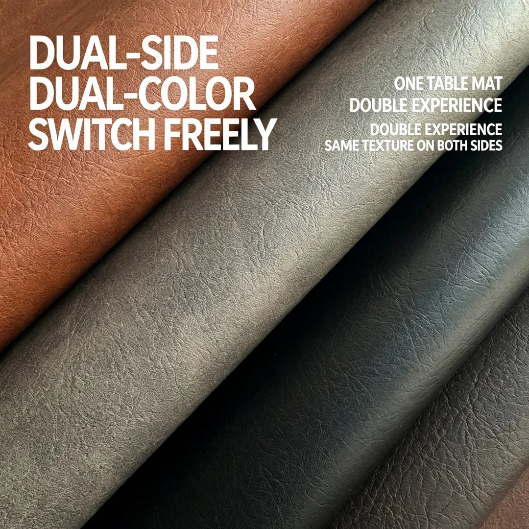 Double-sided Two-tone PU Desk Mat, Reversible Waterproof Oil-proof Leather Pad for Laptop & Mouse