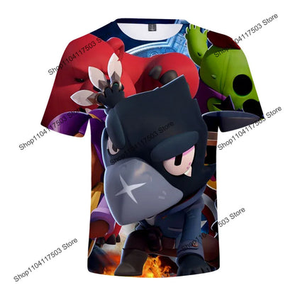 Kids' Game Character Graphic T-Shirt | Short Sleeves & Crew Neck | Casual Wear & Streetwear