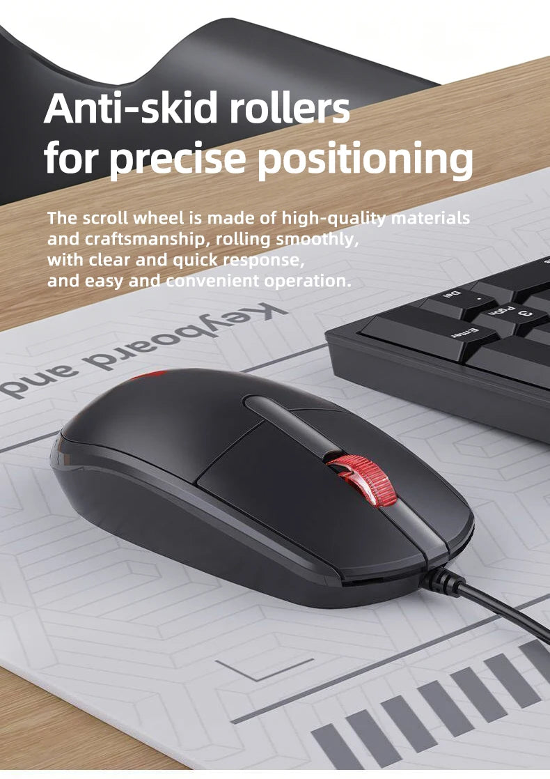 Lenovo Wired Keyboard And Mouse Set Splash-Proof for Home And Business Office Use Compatible with Desktops And Laptops 104 Keys