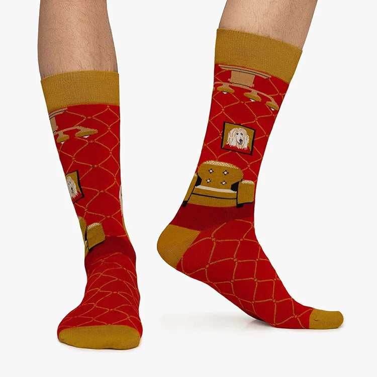 New Creative Cartoon Dog Ins Animal Trendy Socks Jacquard Cotton Socks Couple Mid length Fashion Skateboarding Socks