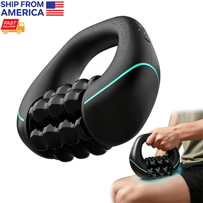 Electric Roller Massager Handheld Massage Deep Tissue Muscle Relax Portable Cordless Rechargeable 3 Speed Adjustable Massager for Back Shoulder Leg Body Sore Muscle Relief Home Office Gym Travel Daily Use Black