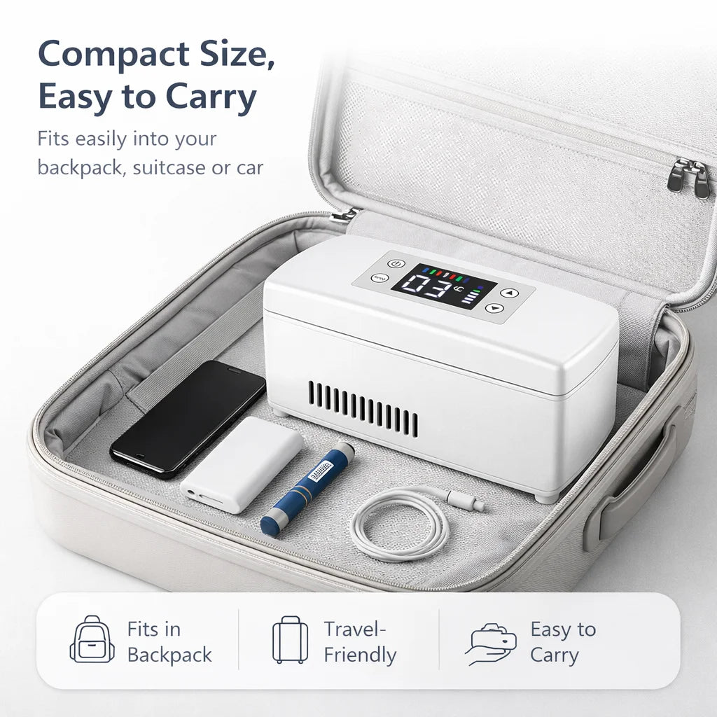 Portable Insulin Cooler Box 0-18°C Mini Fridge USB Rechargeable Travel Case with LCD Display 10200mAh