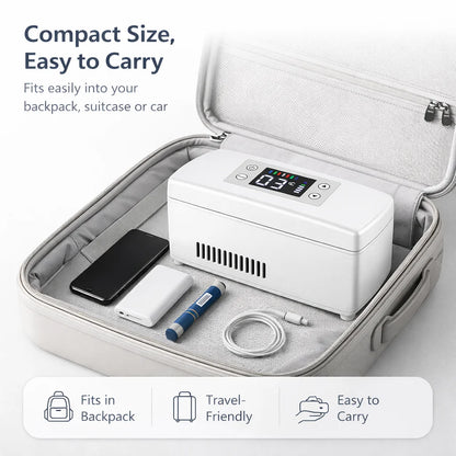 Portable Insulin Cooler Box 0-18°C Mini Fridge USB Rechargeable Travel Case with LCD Display 10200mAh