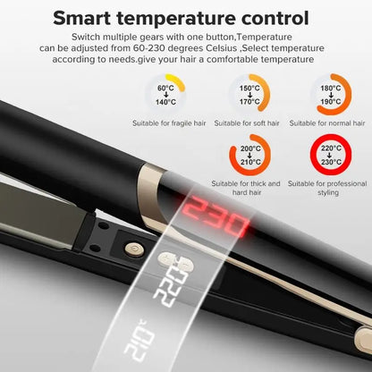 2-in-1 salon-grade ceramic plate hair straightener LCD display tourmaline infrared electric hair straightener comb