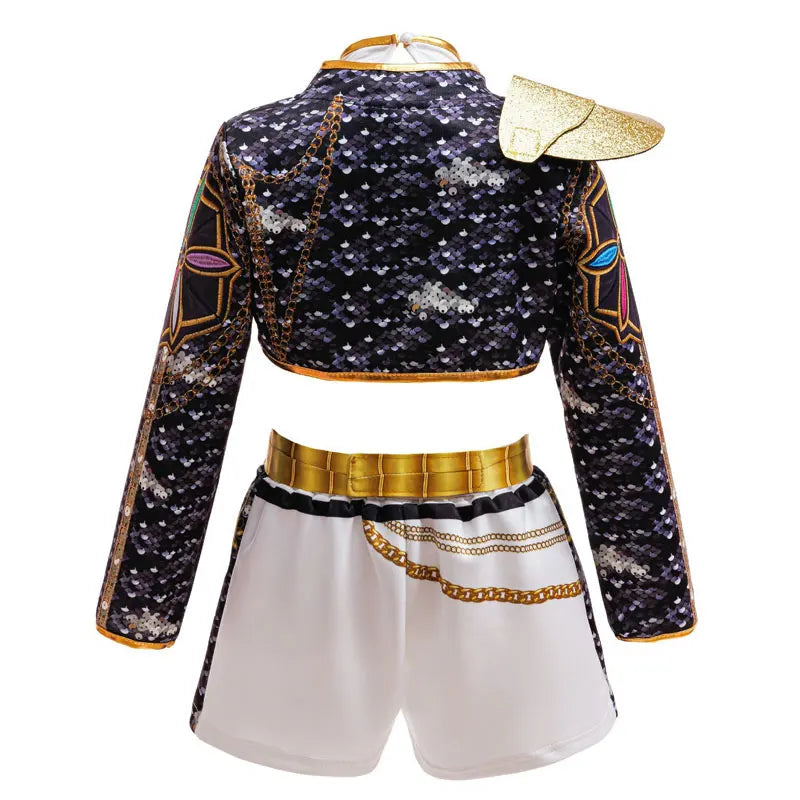 Kids Korean Singer Dance Costume Set Halloween Carnival Cosplay Outfit Girls Stage Performance Role Play Clothes