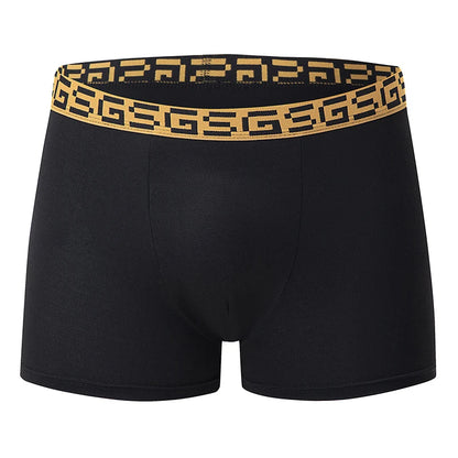 5-piece Set Of Men's Black Classic Elastic Waisted Underwear Quick Drying Comfortable Sporty Youth Trend Flat Corner Pants