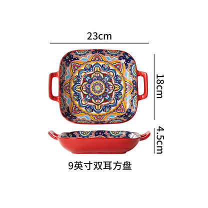 Ceramic Tableware Set Rice Bowl Serving Plate Creative Cutlery Soup Plate Noodle Handle Bowl Sauce Dish Steak Salad Fruit Plate