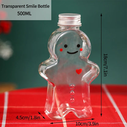 Christmas Cups Decorations 2026 Milk Tea Bottle Plastic Christmas Mug Gingerbread Man Xmas Tree Coffee Cup 2026 Christmas Gifts