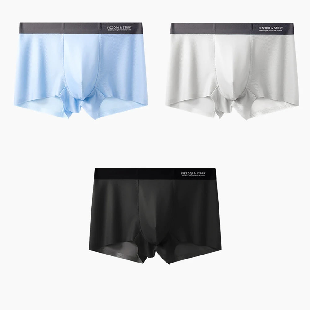 1/3PCS Ultra-thin Ice Silk Quick-dry Underwear Man Smooth Seamless Men's Panties Breathable Antibacterial 3D Silk Crotch Boxers