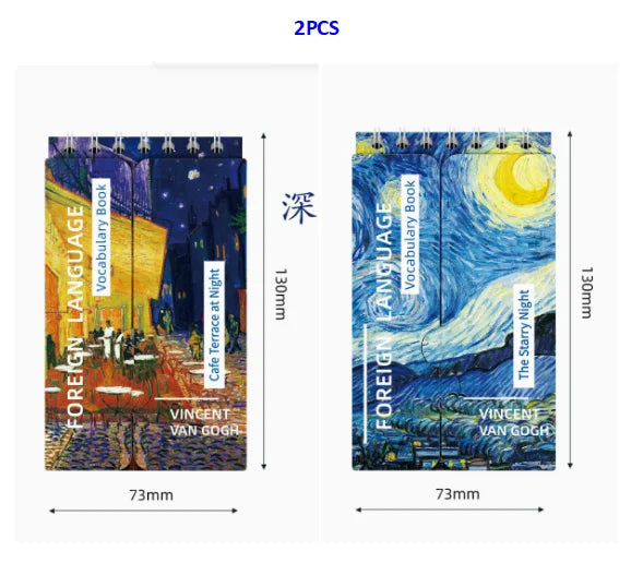 Portable Mini Notebook Japanese Famous Painting Pocket Spiral Notebook Languages Learning Word Book for School Stationery