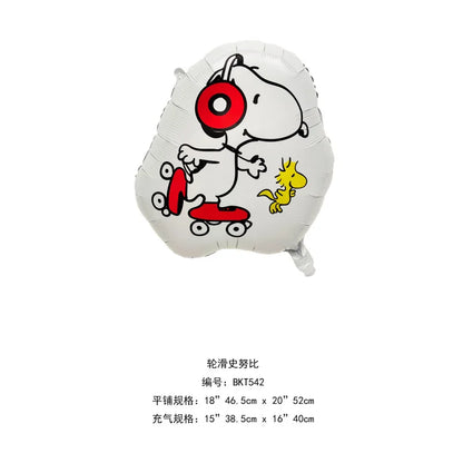 Happy Birthday Party Decorations Dog Banner Flag Foil Latex Balloons White Anime Supplies Baby Boy Girl Kids Cute Toy Gifts