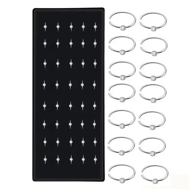 40/60pc Stainless Steel Straight L Nose Stud for Women Nose Ring Set