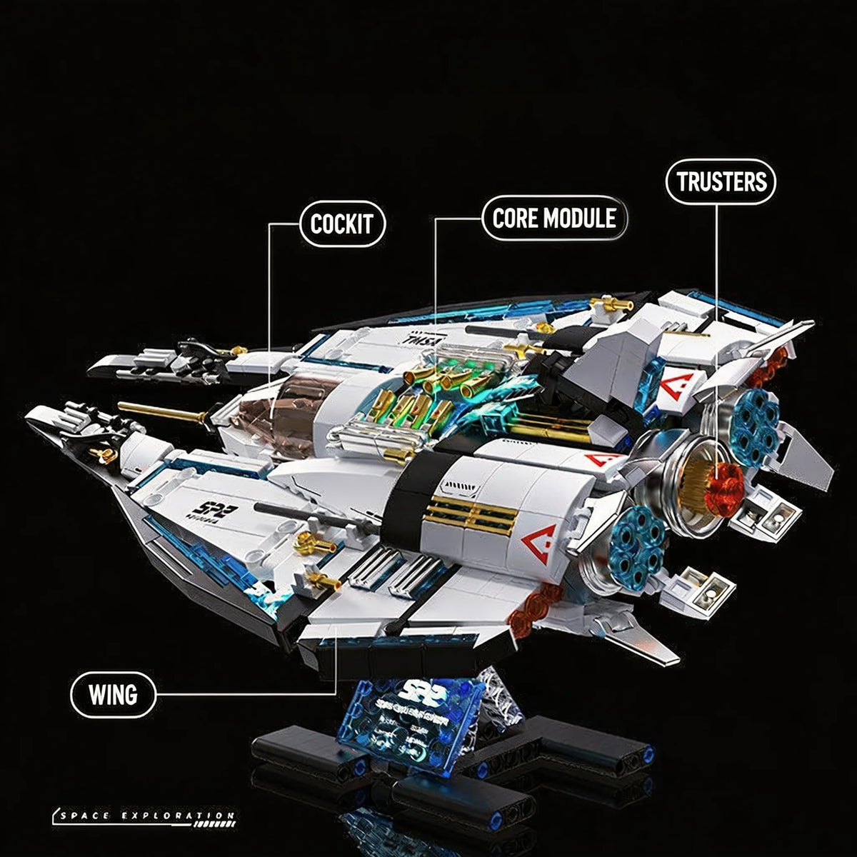 739PCS Space Wars Galaxy Starship Cruiser Building Blocks Interstellar Fighter Model High Tech Educational Toys Boys Kids Gift