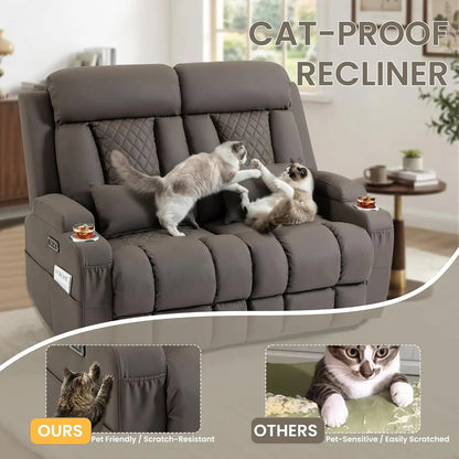 Electric RV Loveseat Recliner Sofa, Cat-Friendly Power Reclining Sofa Couch with Adjustable Headrest, Wall Hugger, Custom