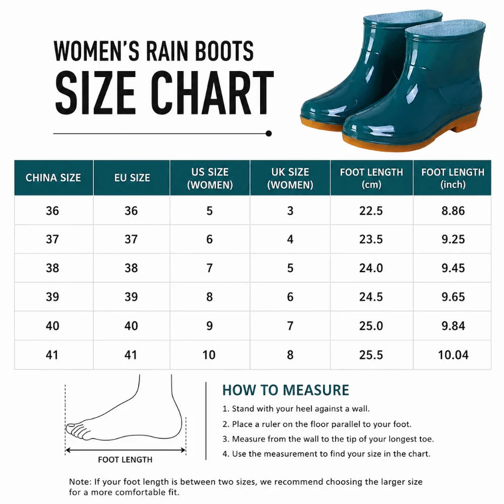 Non-slip Women's Short Rain Boots Waterproof Lightweight Garden Rain Shoes Low-top Durable Water Shoes For Outdoors,Kitchen,Work
