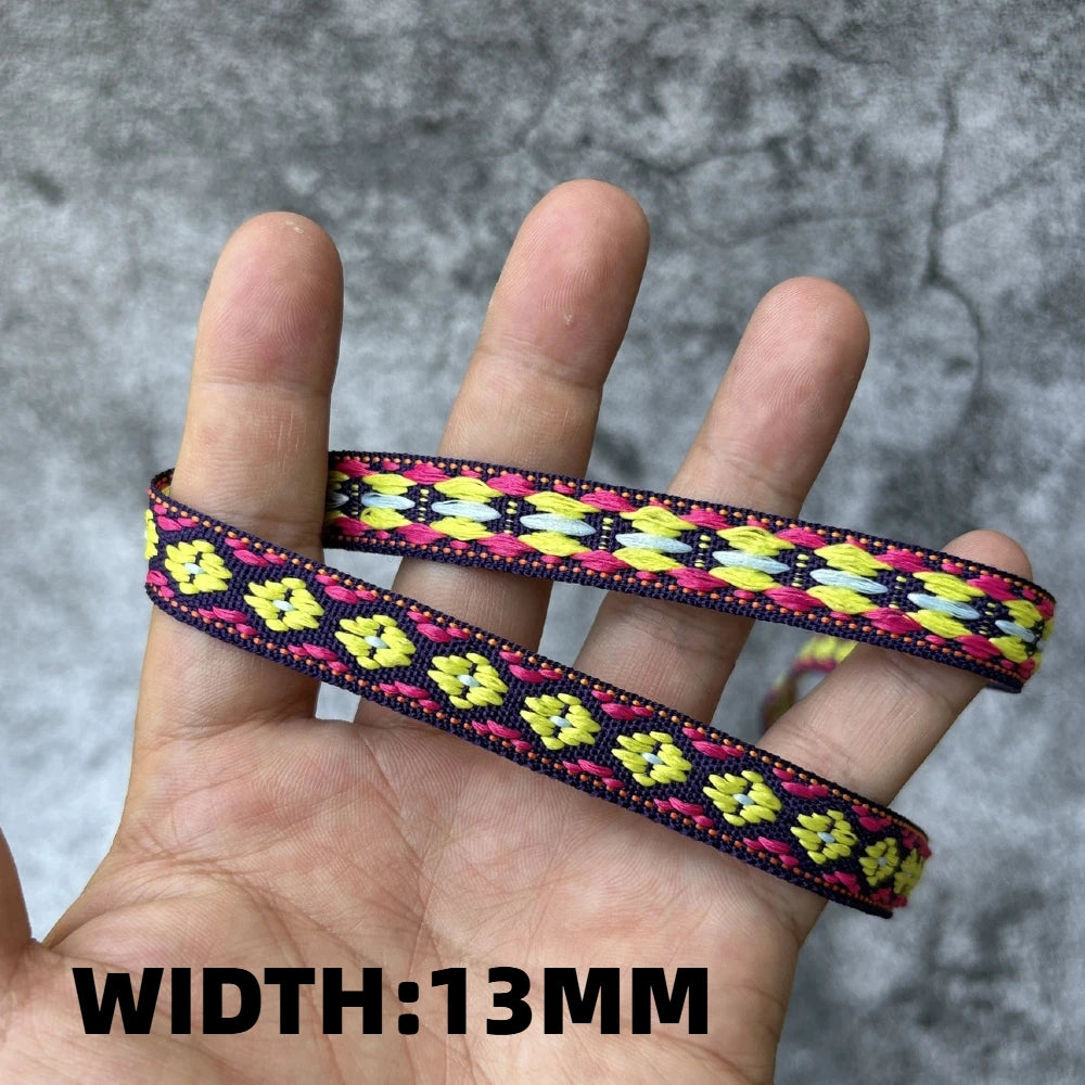 5 Yards 1~3CM Geometric Flower Designs Are Selling Well Embroidered Jacquard Ribbon Decorative Clothing Dog Chain Curtains