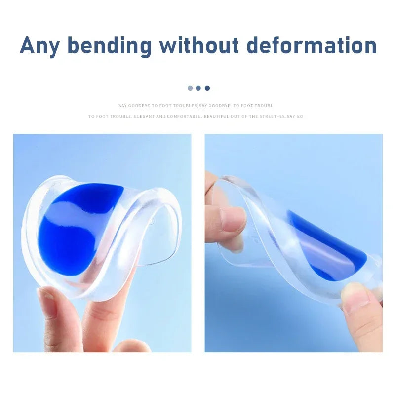 Silicone Gel Insoles Pain Cushion Bone Spurs Pain Relief Heel Cushion Thickened Soft Half Heel Insole Pad Height Increase