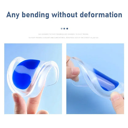 Silicone Gel Insoles Pain Cushion Bone Spurs Pain Relief Heel Cushion Thickened Soft Half Heel Insole Pad Height Increase