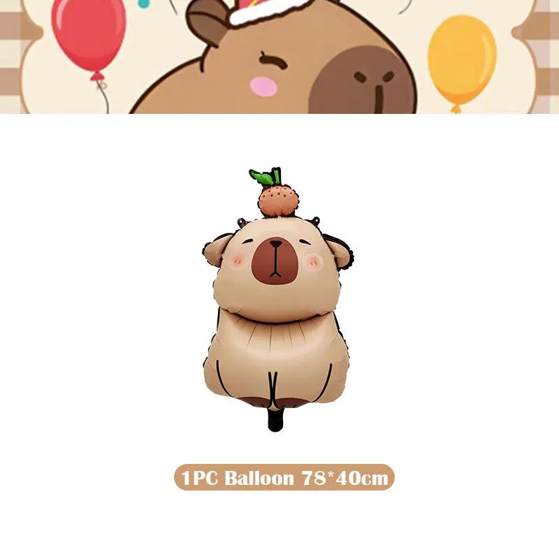 Capybara Decoration Birthday Party Favors Tableware Set Cup Plate Balloons Gift Bags Happy Banner Cake Topper Supplies for Girls