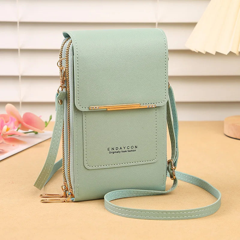Women’s Mini Crossbody Handbag Purse, Touch Screen Phone BagS, Multi Card Zipper PU Leather Shoulder Bags for Daily Shopp Dating