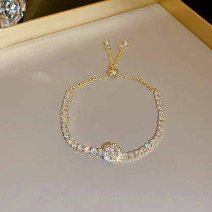 Luxury Color Cubic Zirconia Gold Color Tennis Bracelets For Women Girls 2022 New Trend Chain Bracelets Jewelry Party Gifts