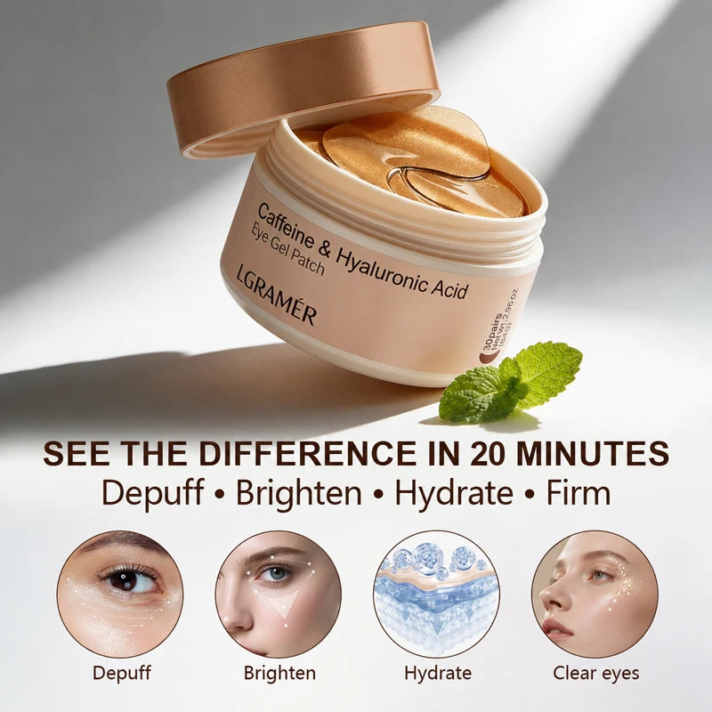 A Box of 60 Caffeine Nicotinamide Radiant Firming Eye Masks, for Face & Eye Releasing, Moisturizing Firming, Alcohol-Free Unisex
