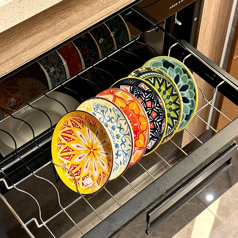 6pcs- Ceramic Bohemia Plate, Salad Plate, Appetizer, Serving Dried Fruit, Desserts And SaladsDishwasher Oven Microwave Safe
