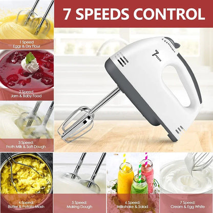 Multifunctional 7 Speed 100W Electric Handheld Mixer Egg Beater Automatic Cream Food Cake Baking Dough Mixer Food Blender Mixer