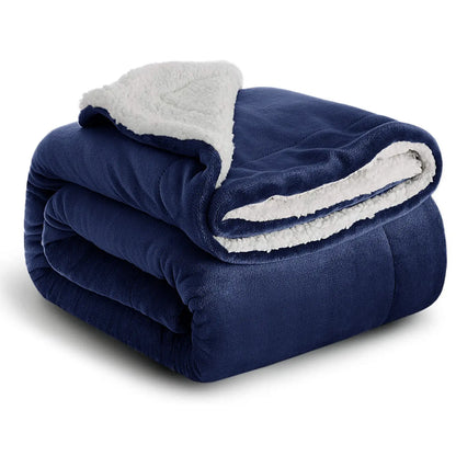 Sherpa Fleece Blanket Throw Black Soft Reversible Thick Plush Blankets Microfiber Winter Bed Blanket for Camping Couch Sofa