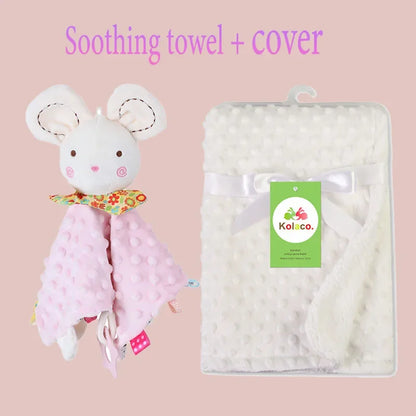Custom Embroidered Name Minky Baby Blanket & Bunny Comforter Set Personalized Newborn Security Blanket Baby Shower Gift